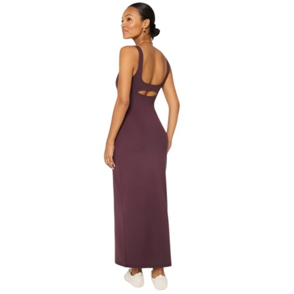 Fabletics Pure Luxe Maxi Dress Oxblood Burgundy Cutout Back Large L Bodycon - Picture 3 of 3